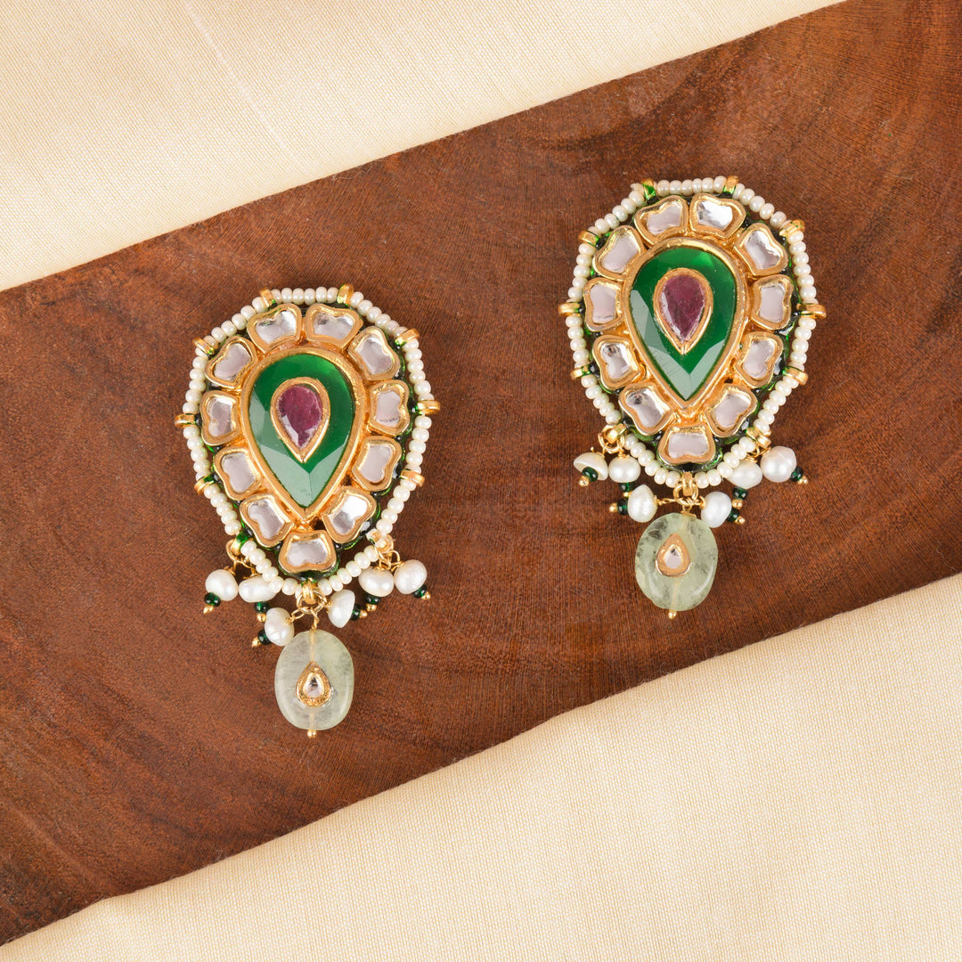 Rabya Pearl and Polki Earrings