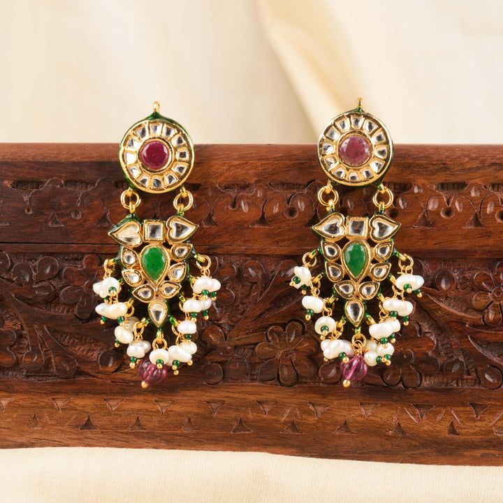 Anaya Pearl and Polki Earrings