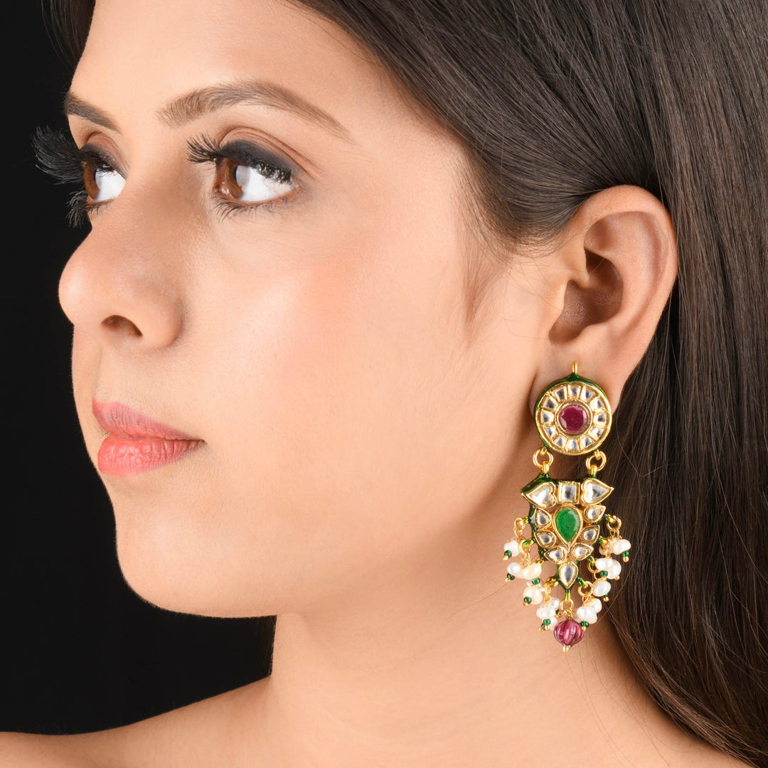 Anaya Pearl and Polki Earrings