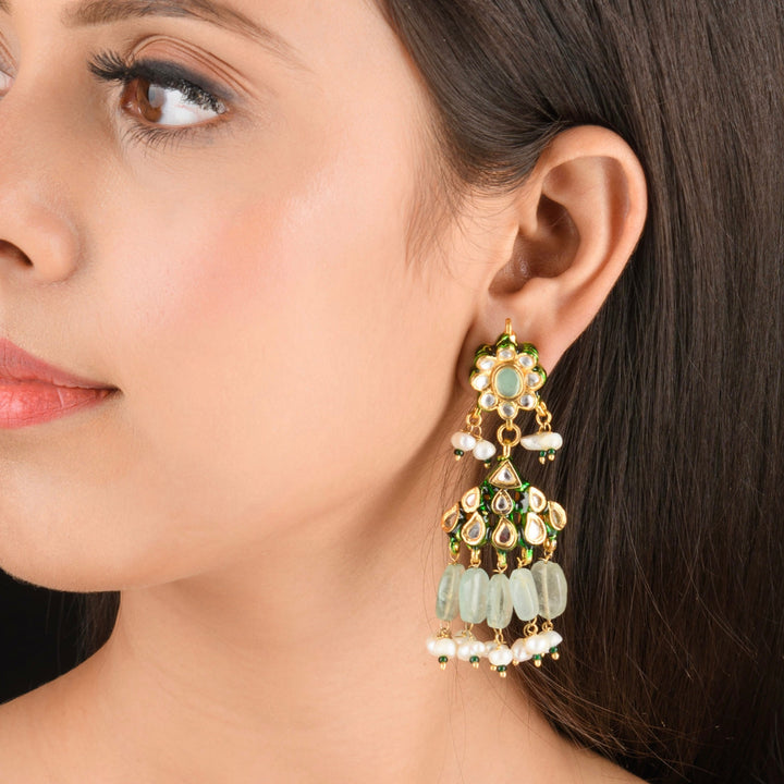 Raeha Pearl and Polki Earrings