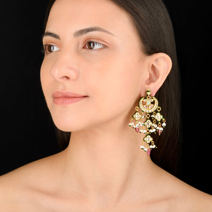 Vaidehi Pearl and Polki Earrings