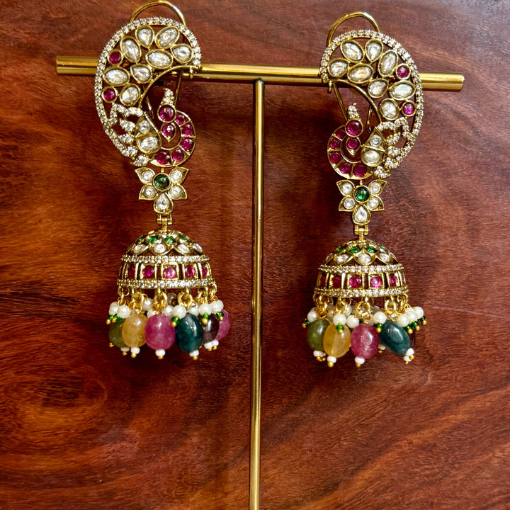 Chitra Multicoloured Polki Jhumkas