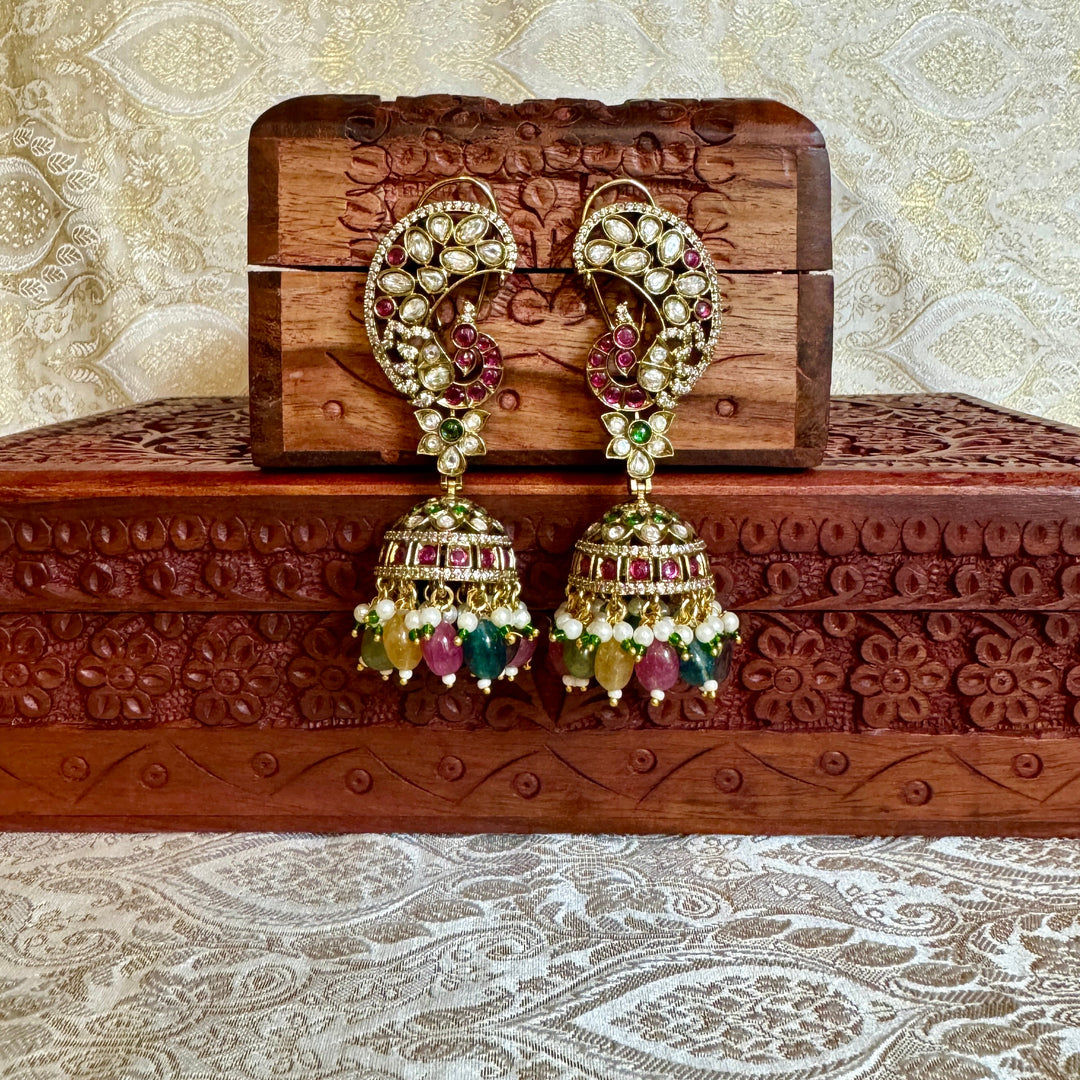 Chitra Multicoloured Polki Jhumkas