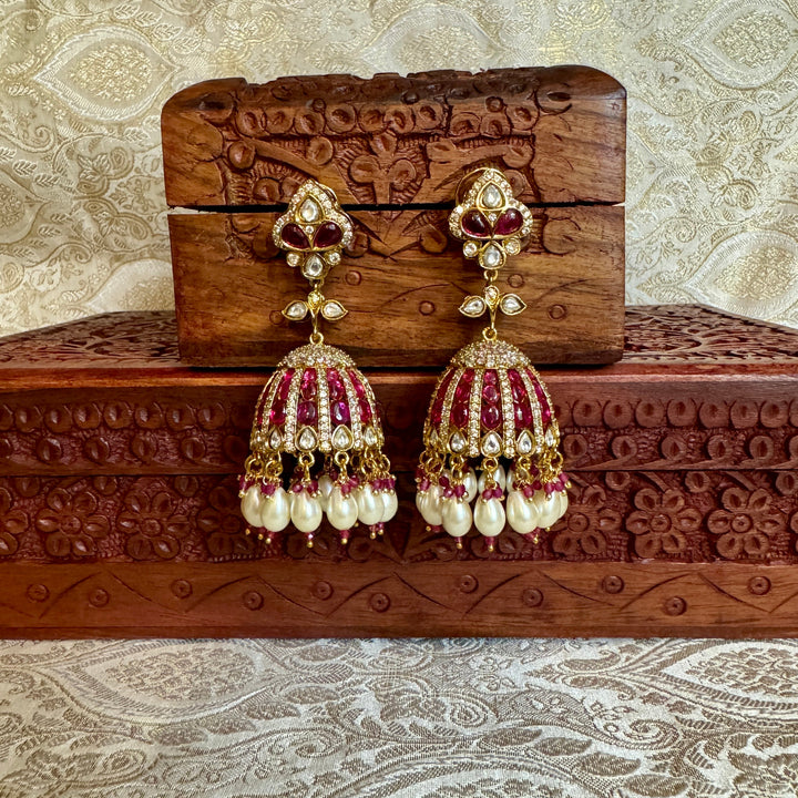 Laavanya Polki and Pearl Jhumkas