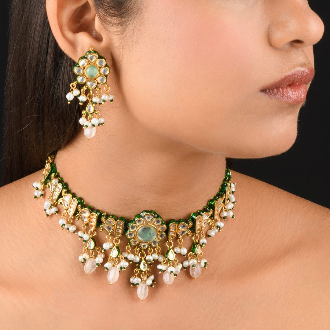 Jhalak Pearl and Polki Choker Set