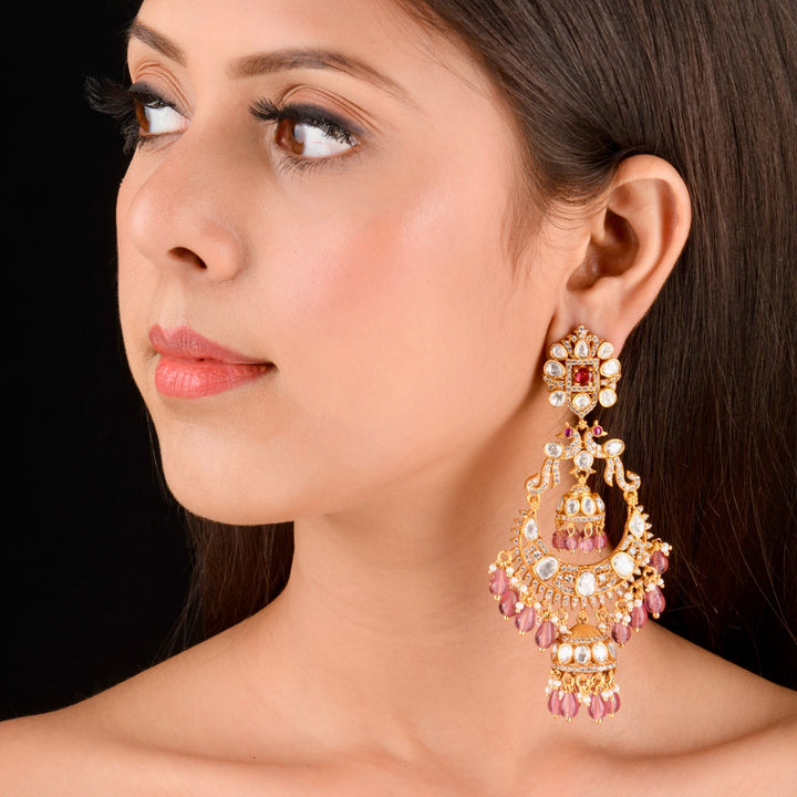 Aafsha Polki and Pearl Earrings