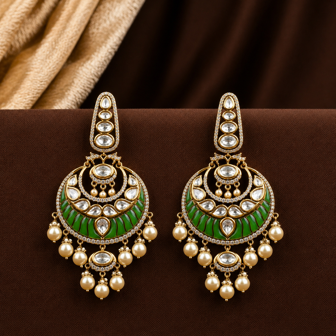 Qayanat Polki and Pearl Earrings