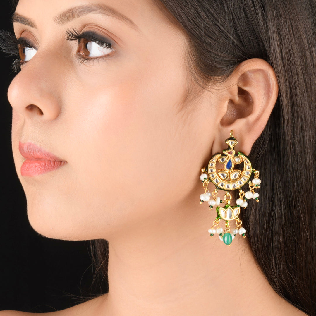 Anvi Pearl and Polki Earrings