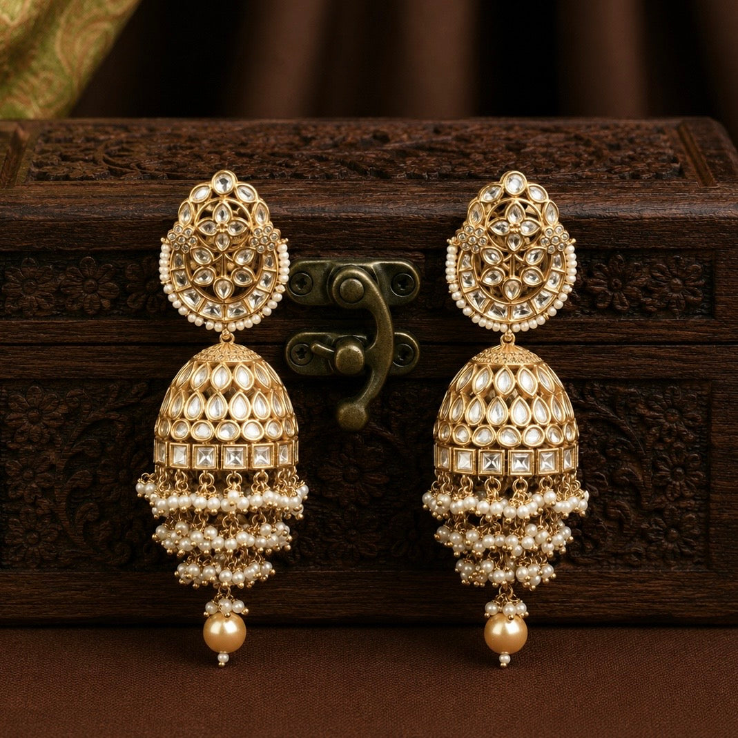Aaisha Polki and Pearl Jhumkas