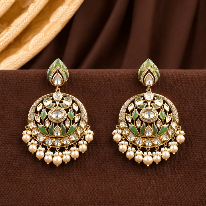 Anisha Polki and Pearl Earrings
