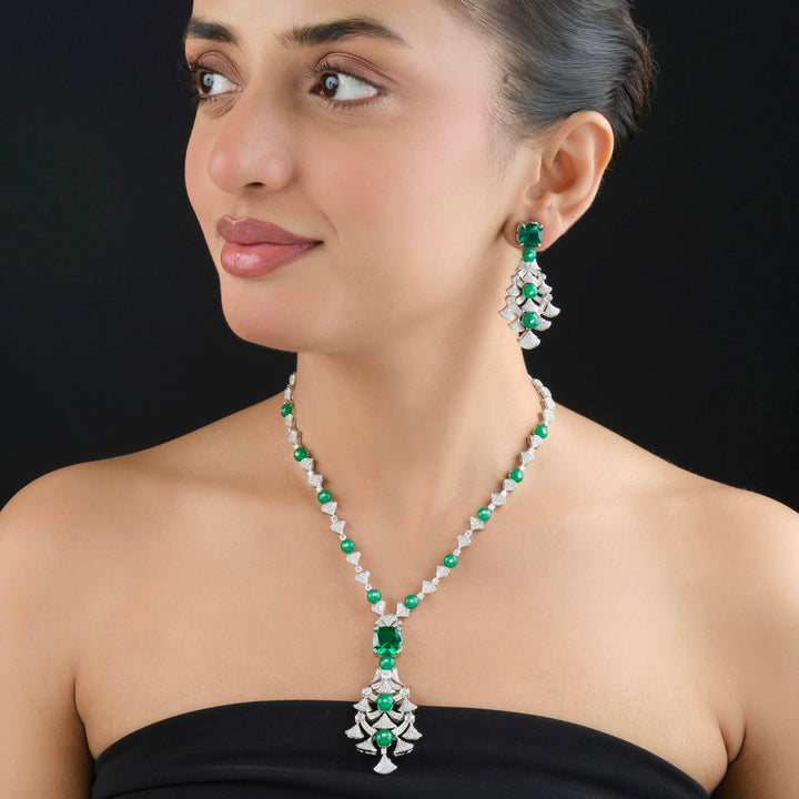 Leila Emerald and Diamond Necklace Set