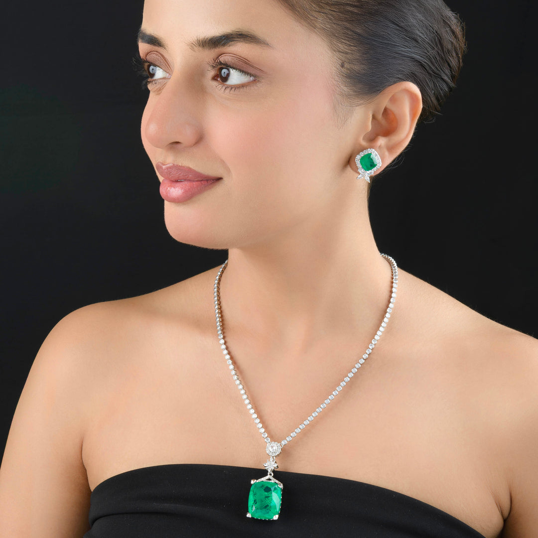 Nova Emerald and Diamond Necklace Set