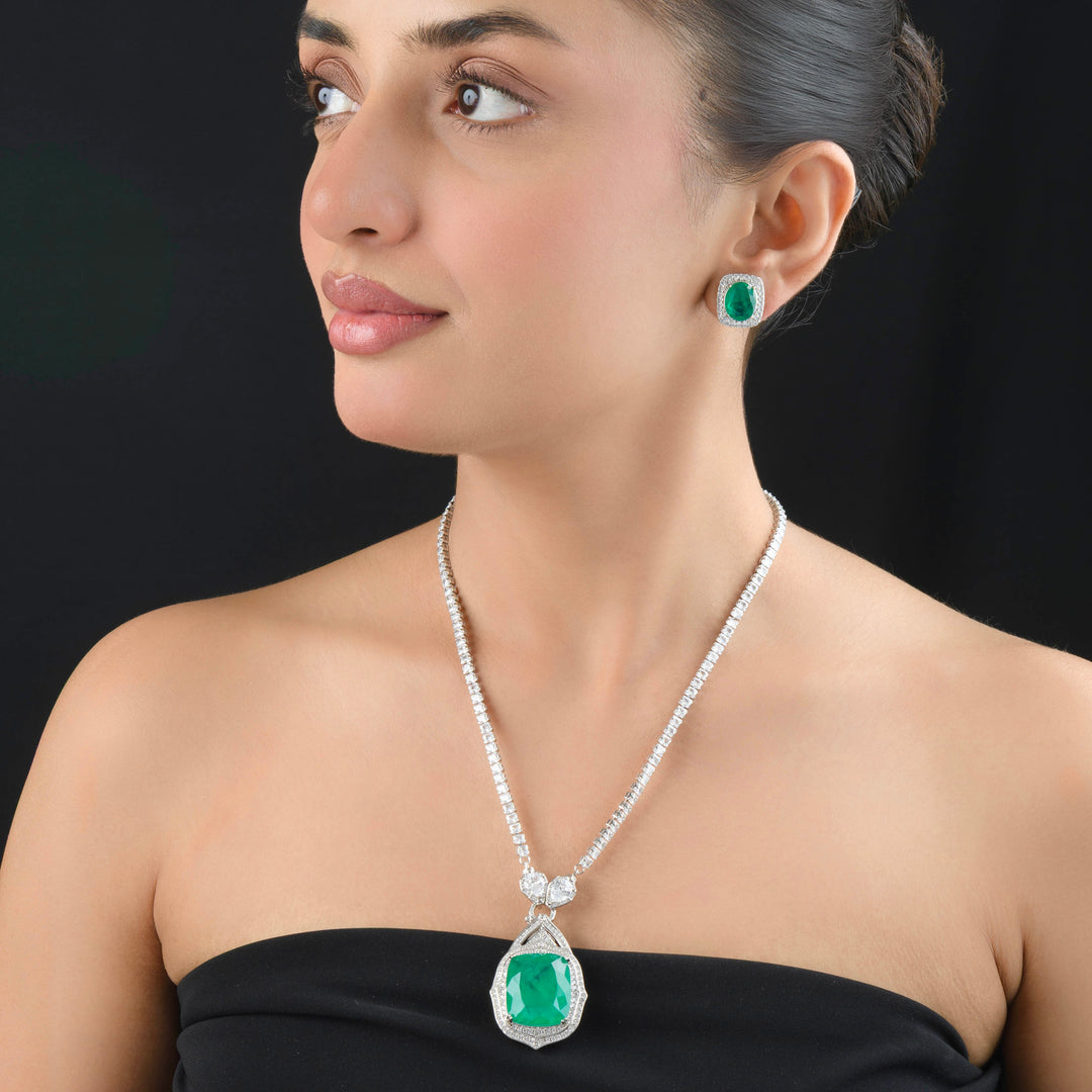 Evelina Emerald and Diamond Necklace Set