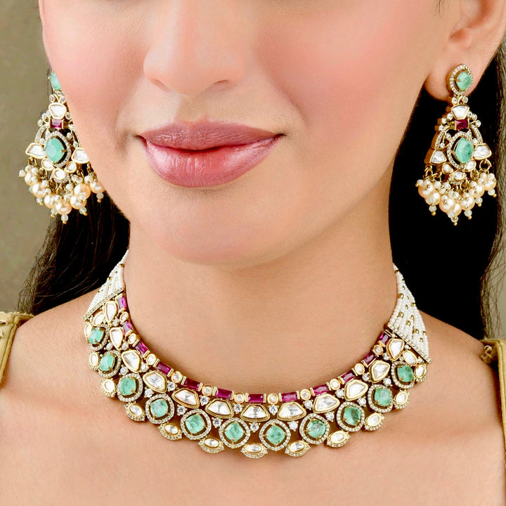 Orin Polki and Pearl Necklace Set