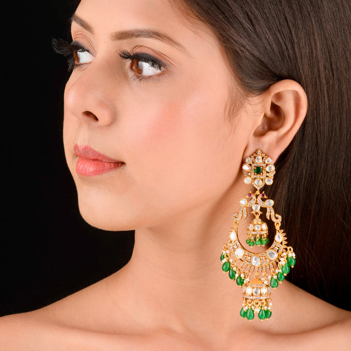 Aafsha Polki and Pearl Earrings