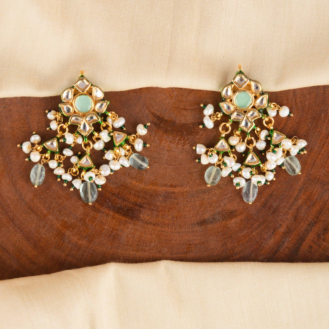 Avleen Pearl and Polki Earrings