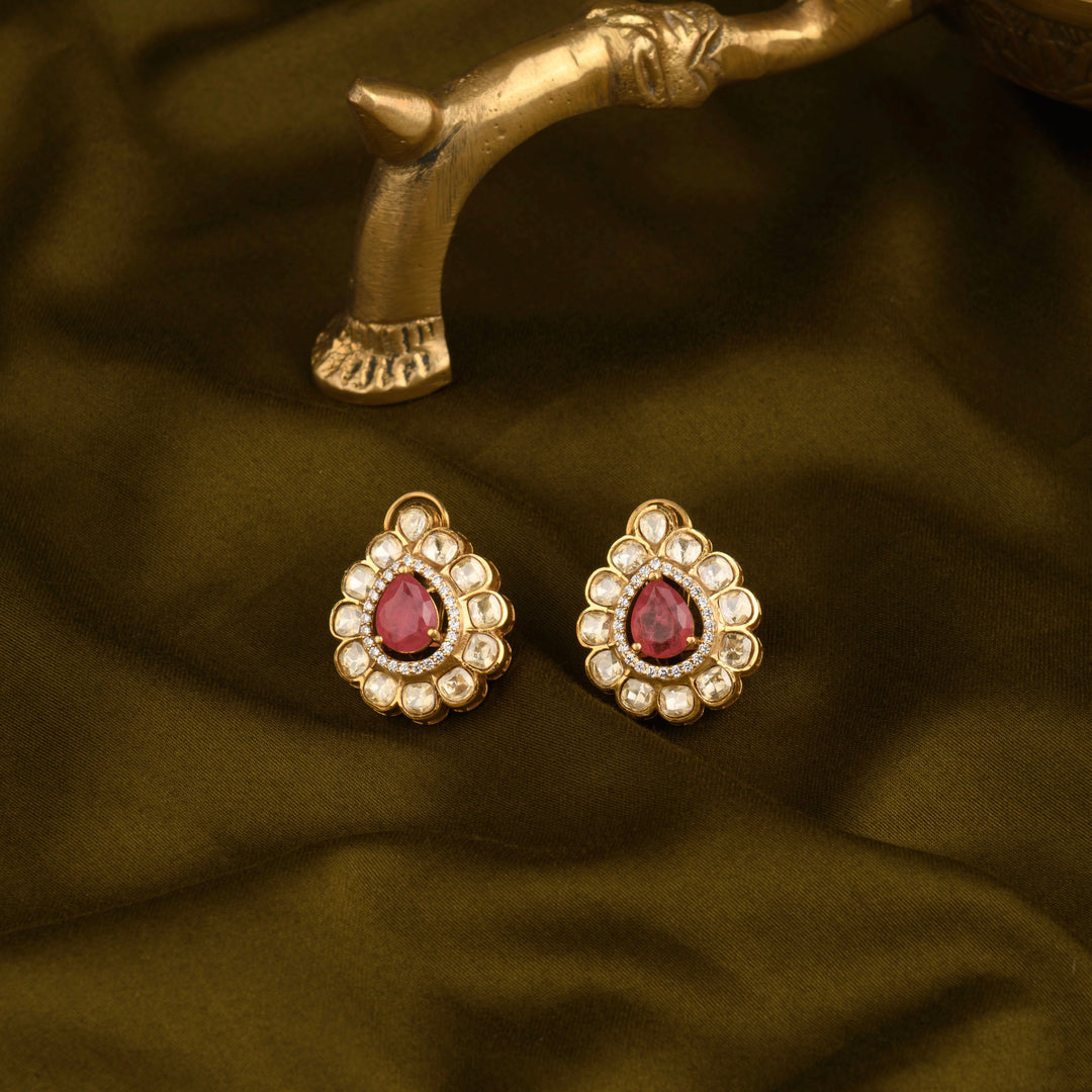 Navya Moissanite Polki Studs