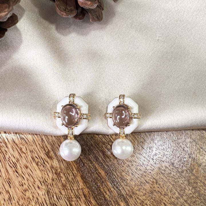 Claire Enamel Pearl Studs