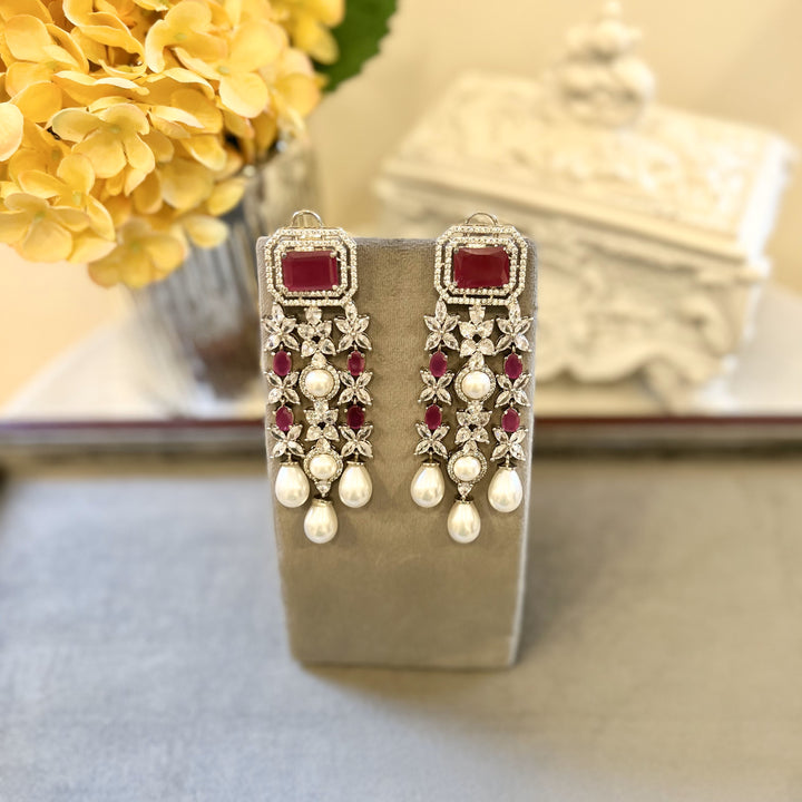 Meher Taluja in Ireena Diamond and Pearl Earrings