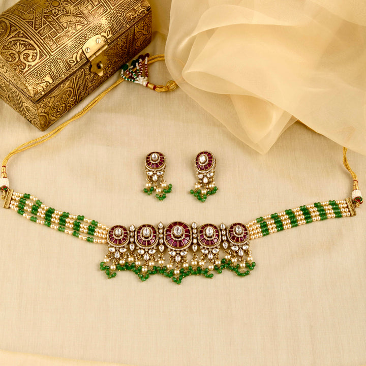 Aaliya Polki and Pearl Choker Set