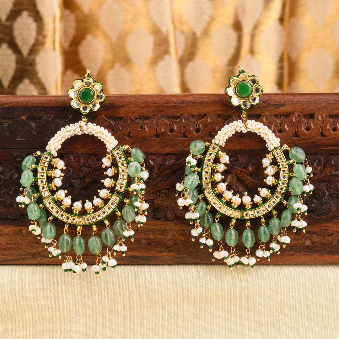 Gulnaar Fluorite and Pearl Chandbali