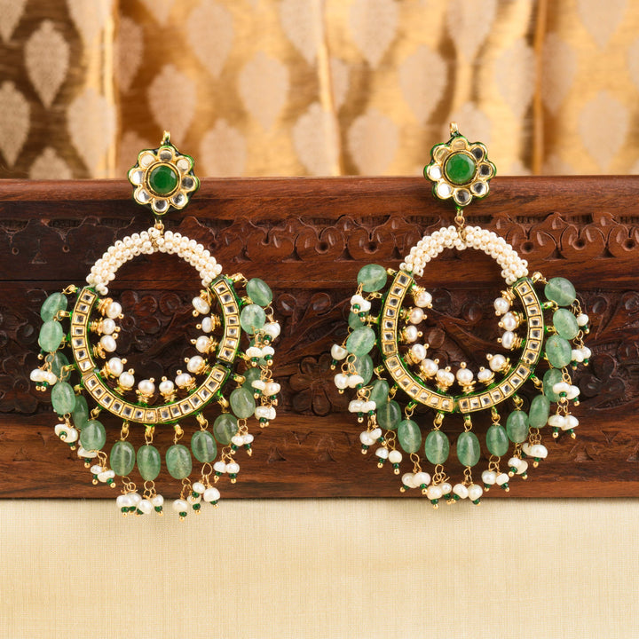 Gulnaar Fluorite and Pearl Chandbali