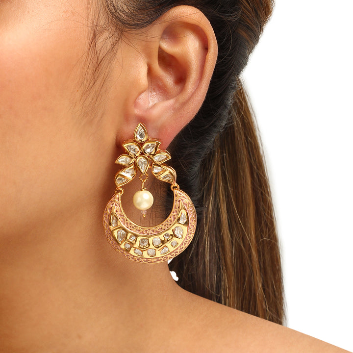 Dipali Enamel Polki Earrings