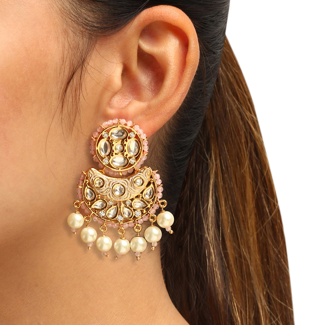 Nriti Pearl and Polki Earrings