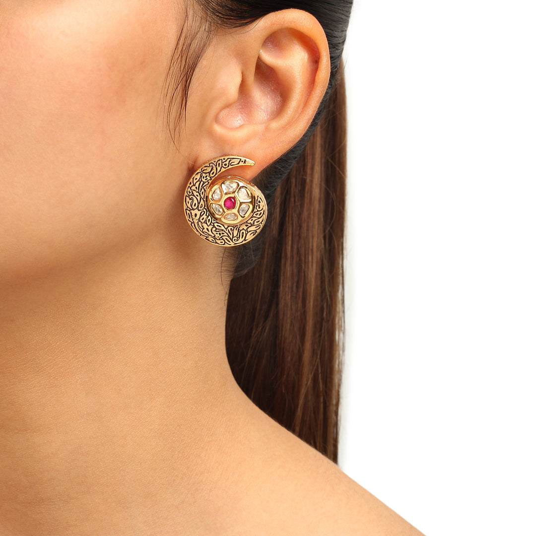 Zaida Meenakari Polki Studs