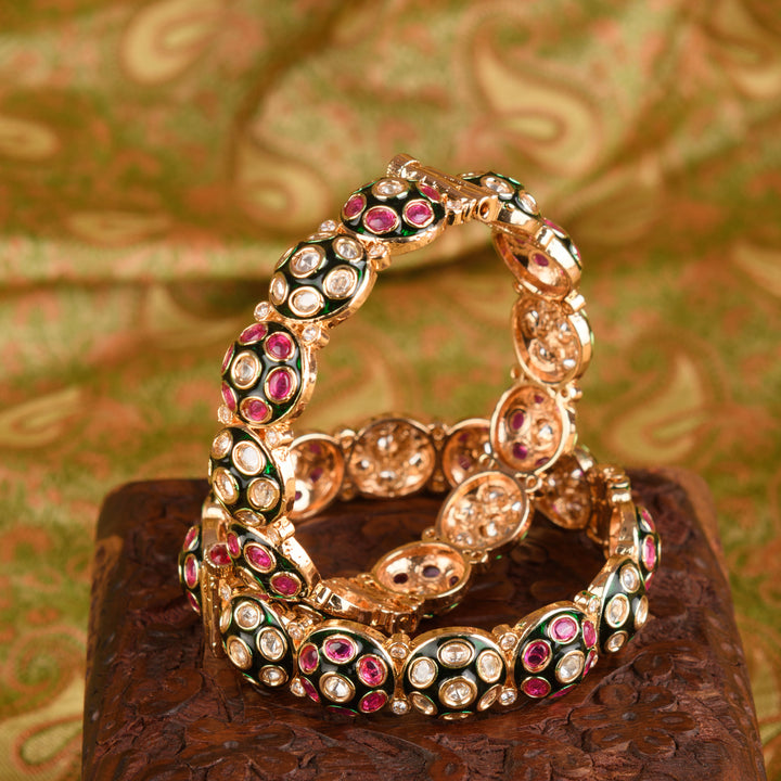 Rimsha Meenakari Polki Bangles Pair