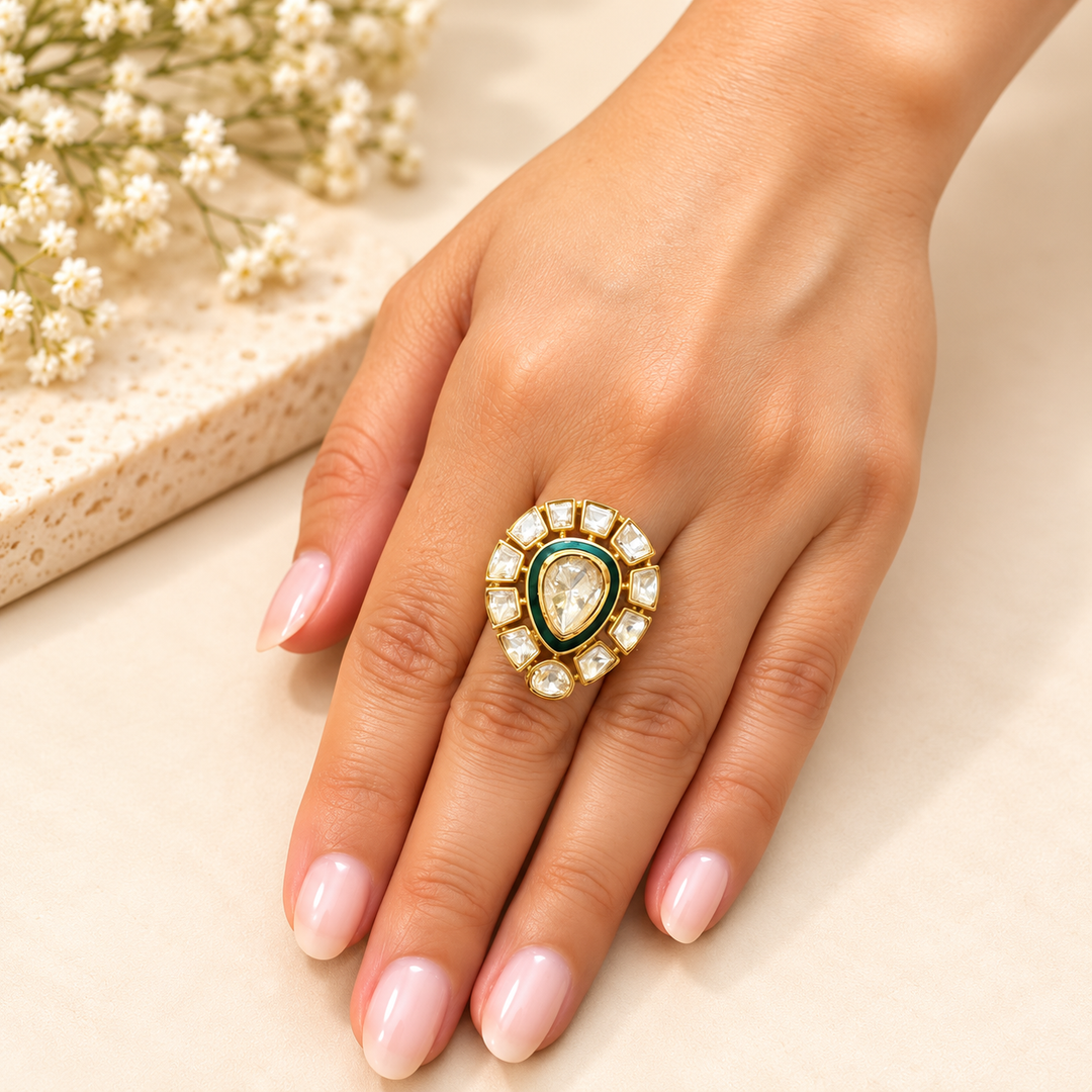 Diya Polki Ring