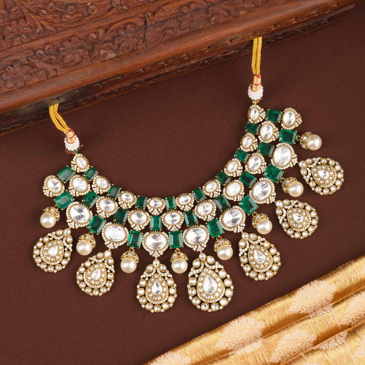 Karishma Emerald Polki Necklace Set