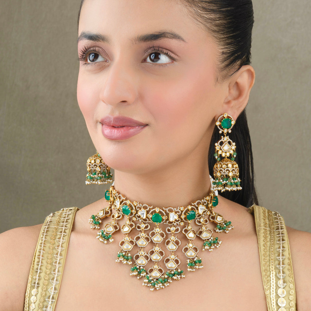 Ishita Emerald Polki Choker Set