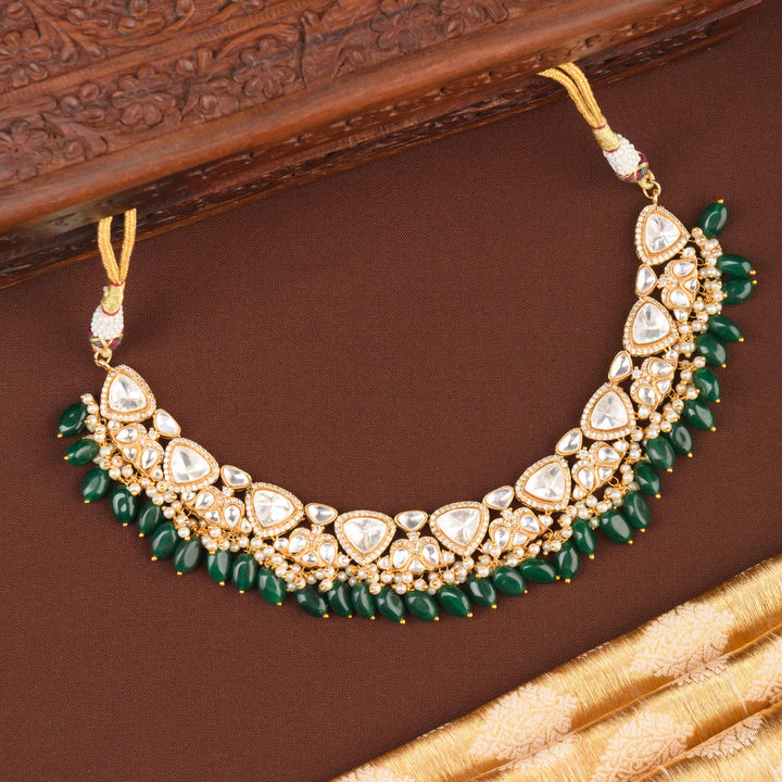 Sarojini Emerald Polki Necklace Set