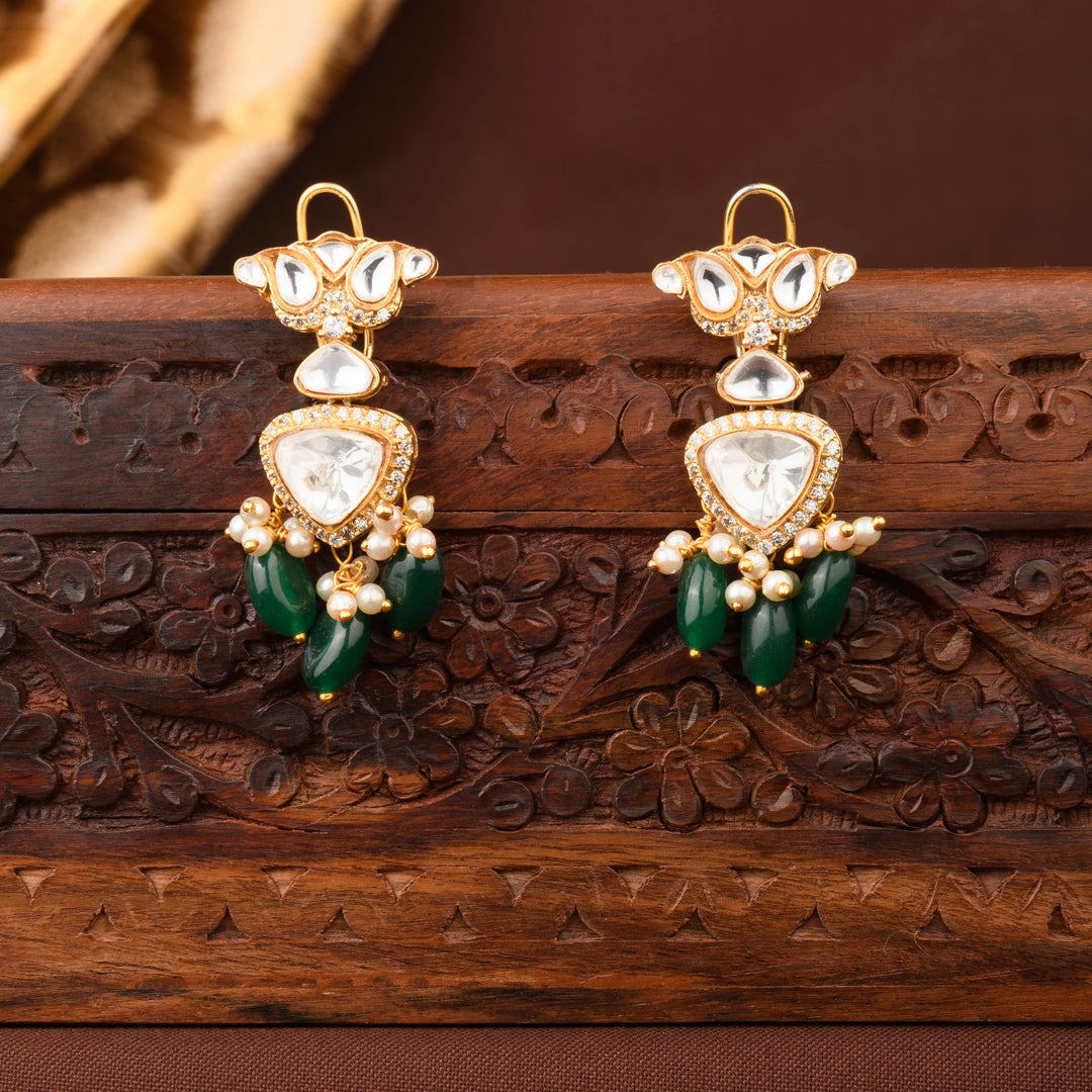 Sarojini Emerald Polki Necklace Set