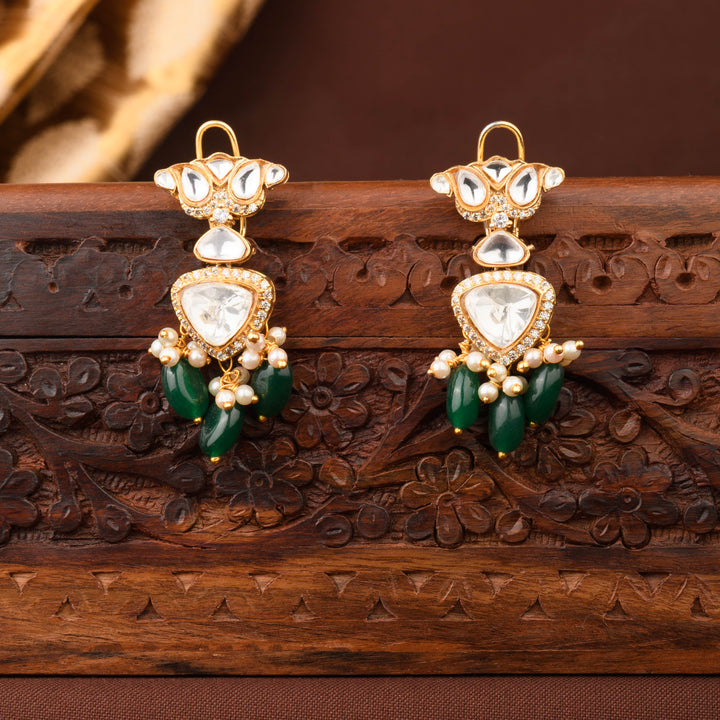 Sarojini Emerald Polki Necklace Set