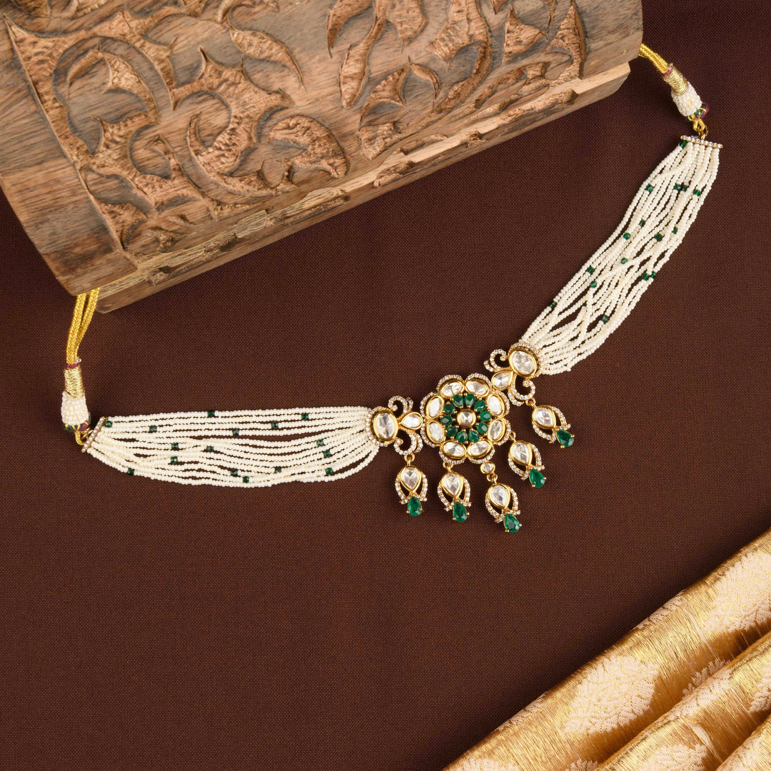 Ivara Polki and Pearl Choker Set