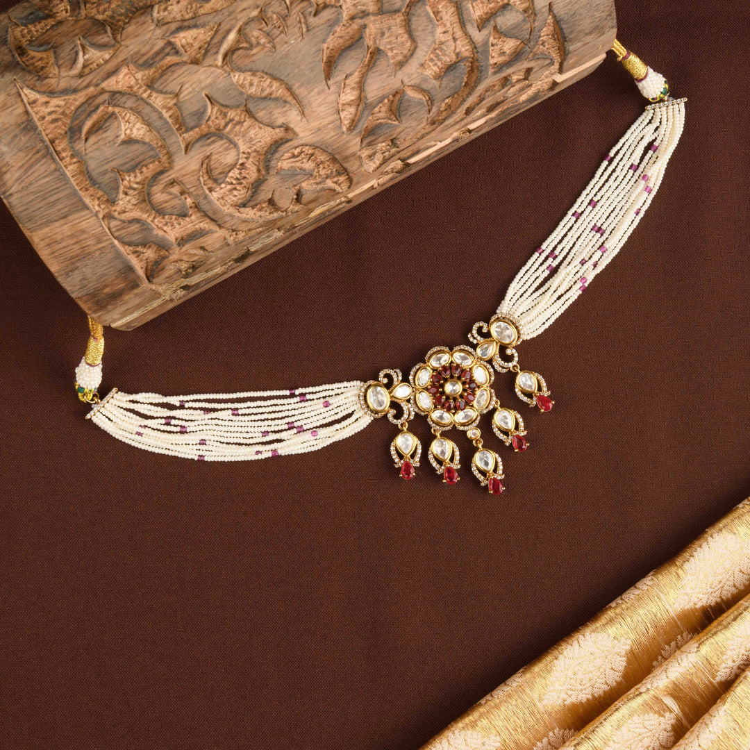Ivara Polki and Pearl Choker Set