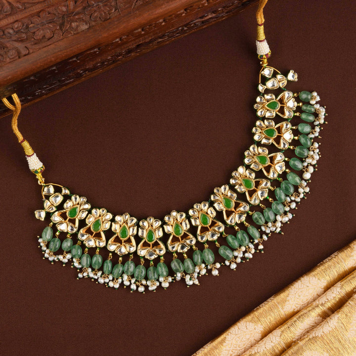 Virasaa Polki and Emerald Necklace Set