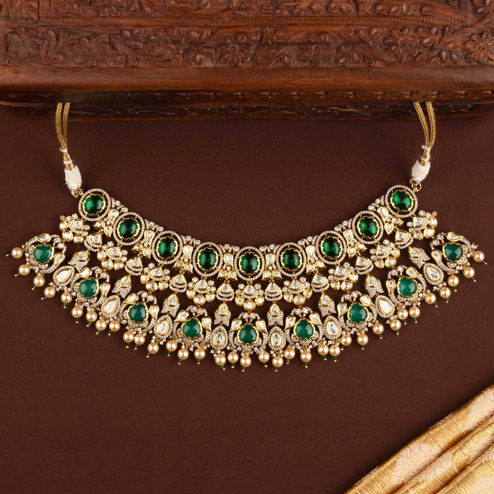 Nooraya Polki and Emerald Choker Set