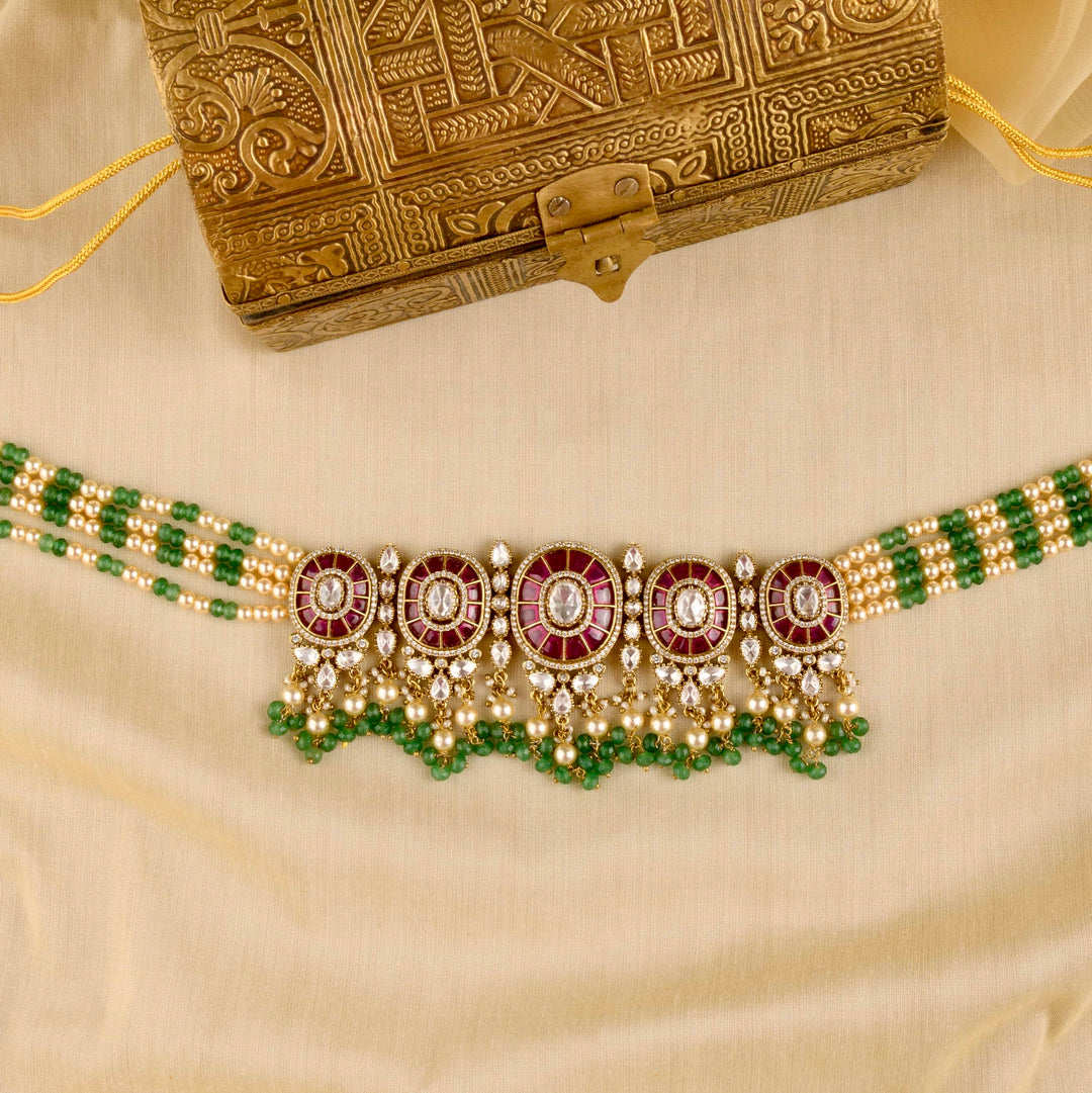Aaliya Polki and Pearl Choker Set