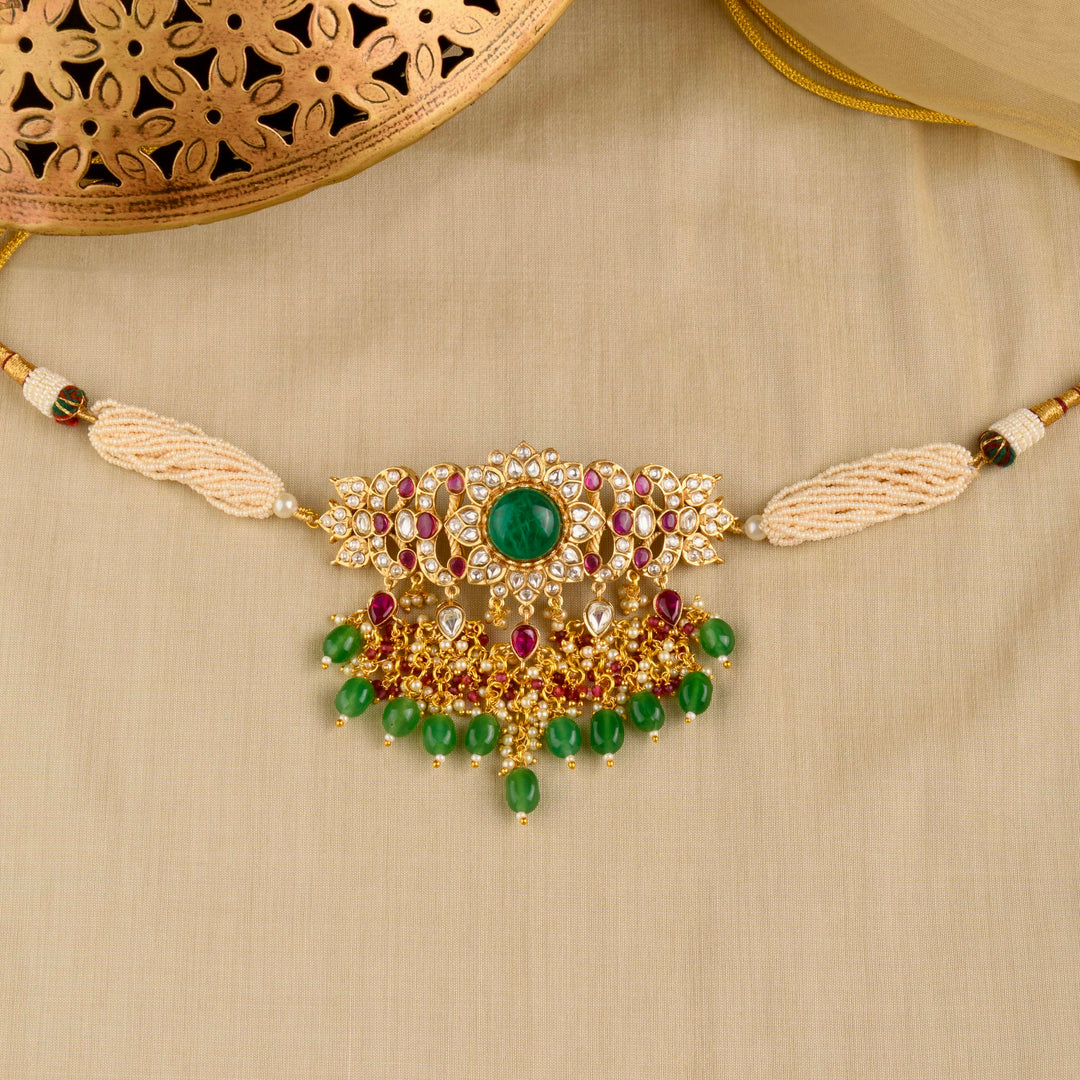Shaheen Ruby and Emerald Choker Set