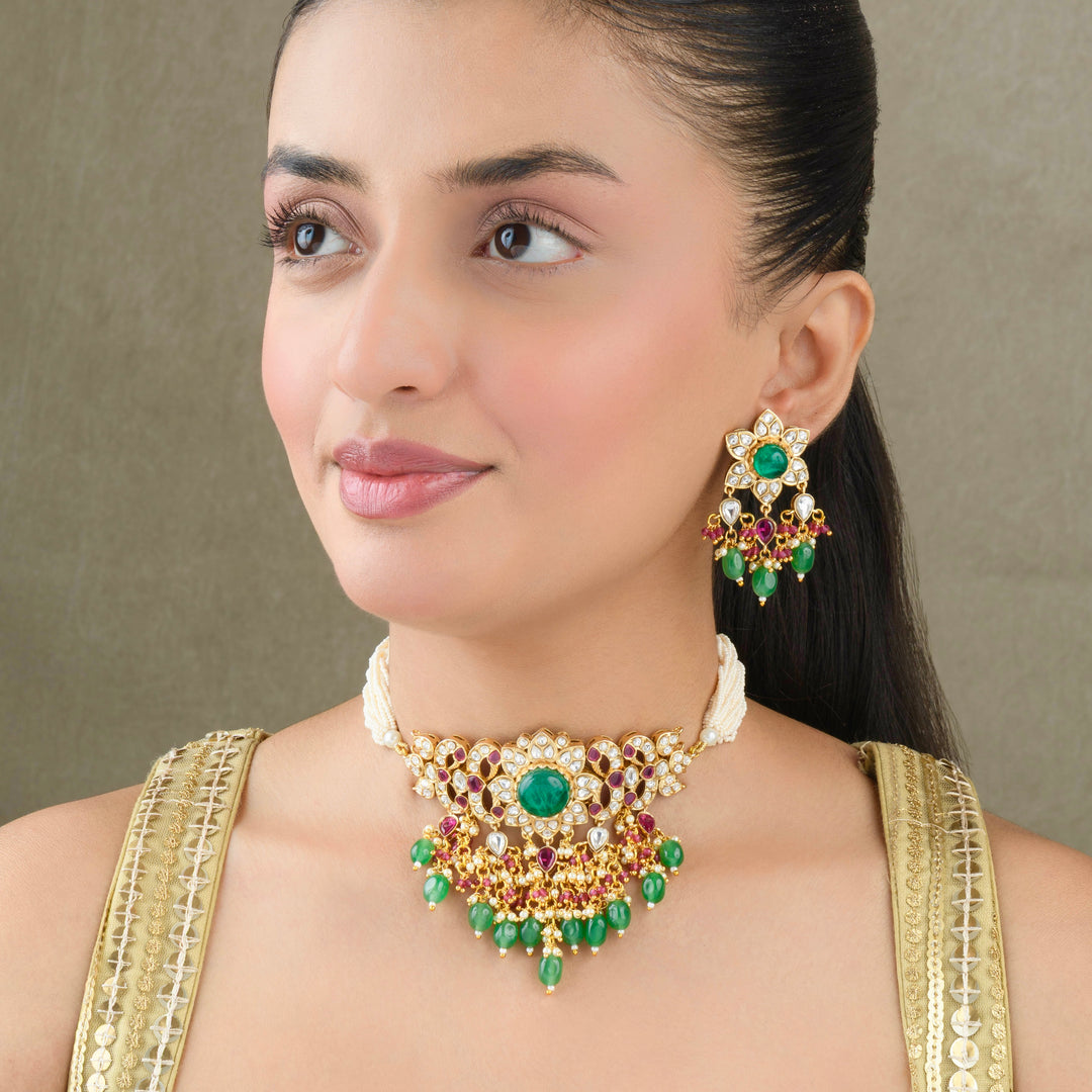 Shaheen Ruby and Emerald Choker Set