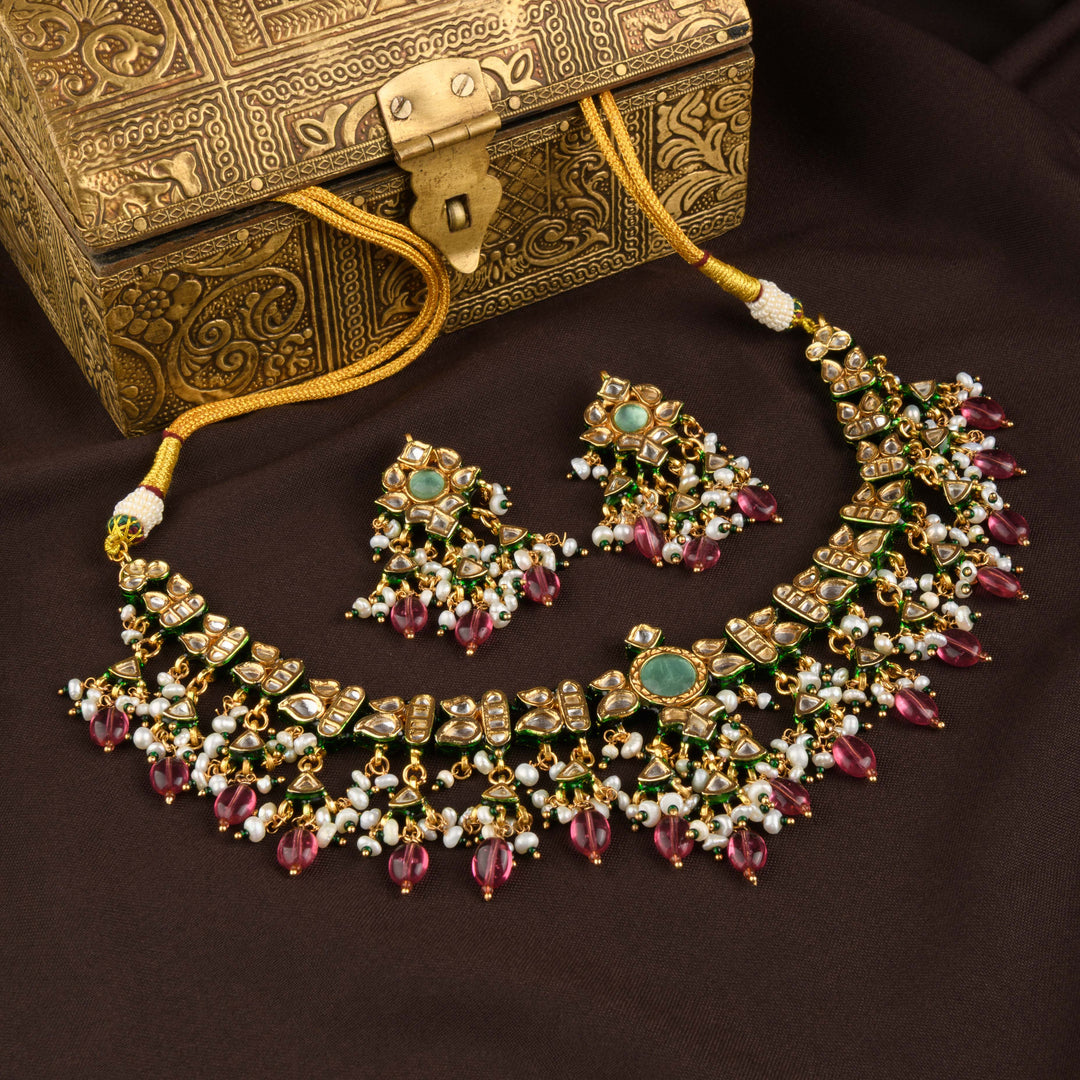 Sheen Ruby and Fluorite Necklace Set