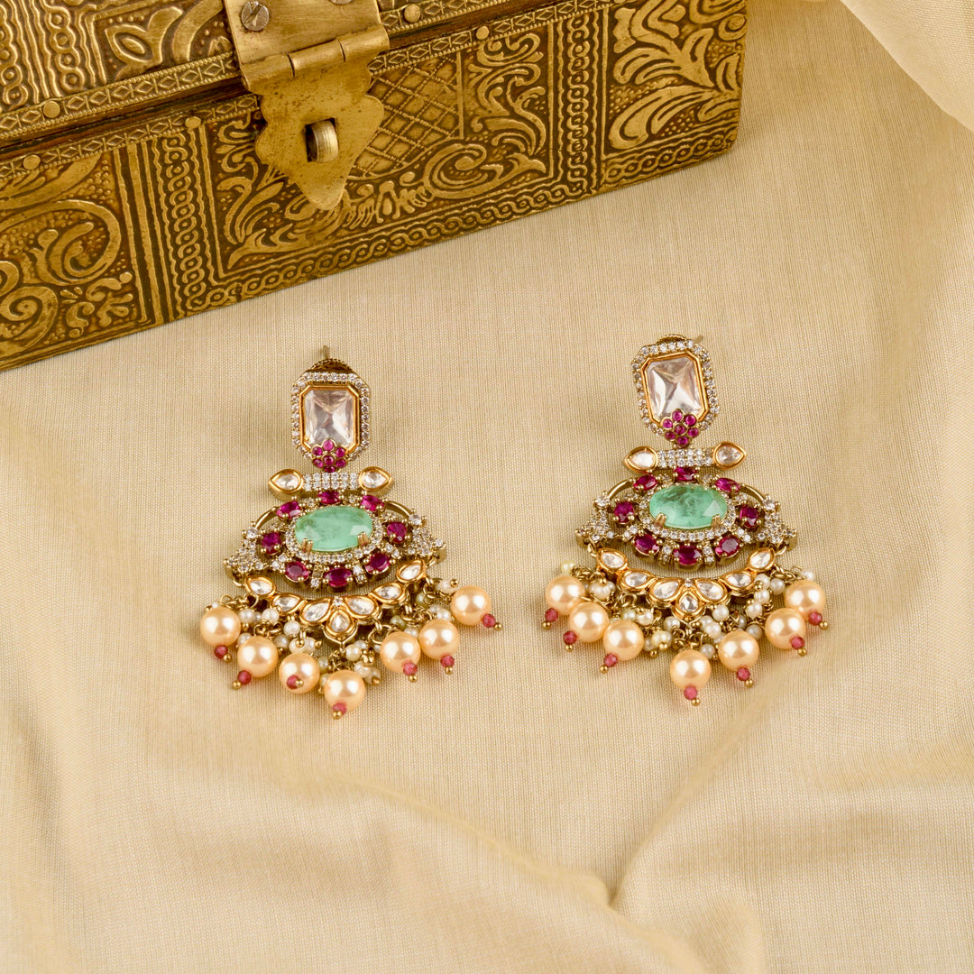 Anusha Ruby and Mint Green Choker Set