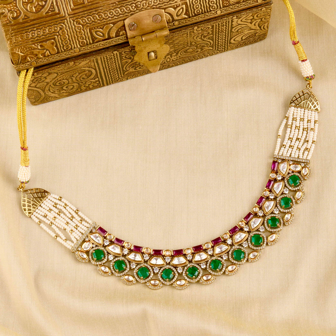 Orin Polki and Pearl Necklace Set