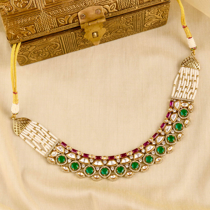 Orin Polki and Pearl Necklace Set