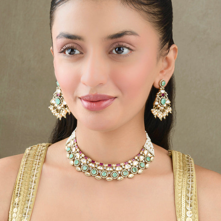 Orin Polki and Pearl Necklace Set