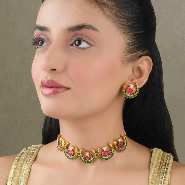 Ameesha Ruby and Emerald Choker Set