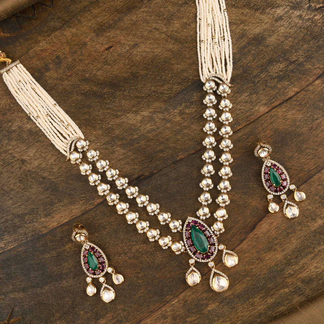 Anisha Polki and Pearl Necklace Set